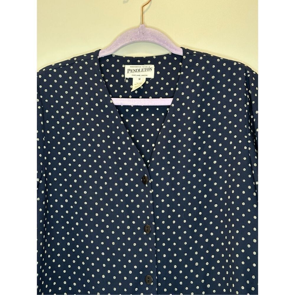 Pendleton Navy Print Button Front Tunic Blouse Size Medium - Picture 3 of 7